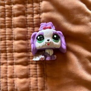 Littlest Pet Shop Purple & White Puppy with Green Eyes